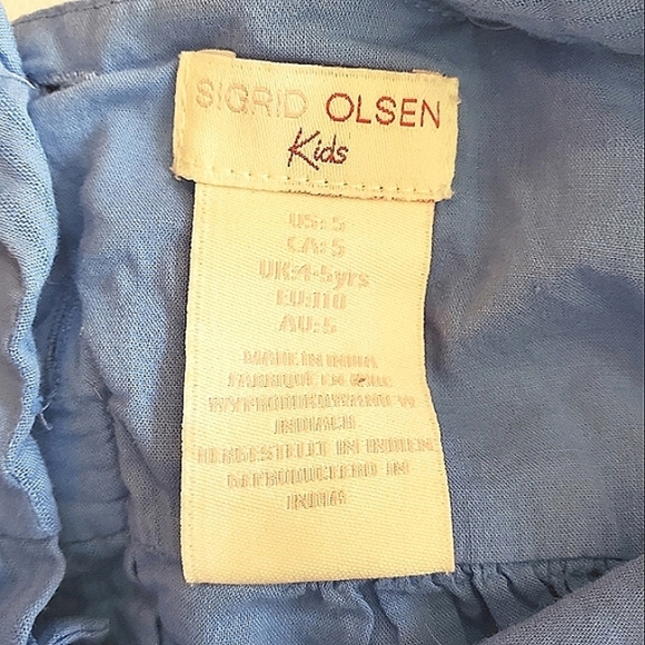 🟢K1123 * Sigrid Olsen Kids Girls Summer Dress Blue Dots Size 5 - Picture 4 of 8